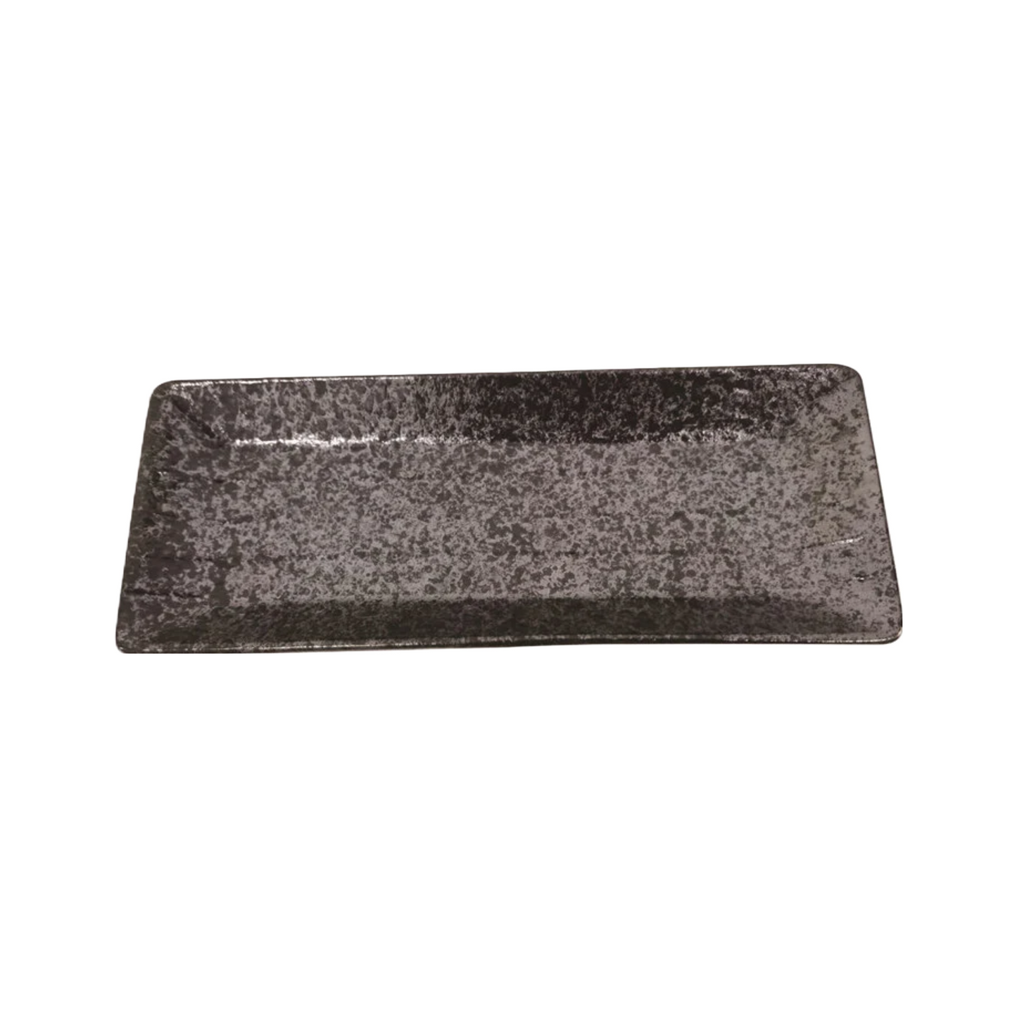 PLATE RECTANGLE BLACK TENMOKU 4.72 X 9.84IN