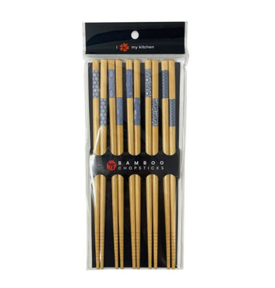 BAMBOO CHOPSTICKS 5 PAIRS JAPANESE PATTERN