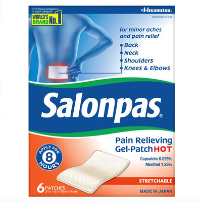 SALONPAS PAIN RELIEVING GEL PATCH HOT 6P