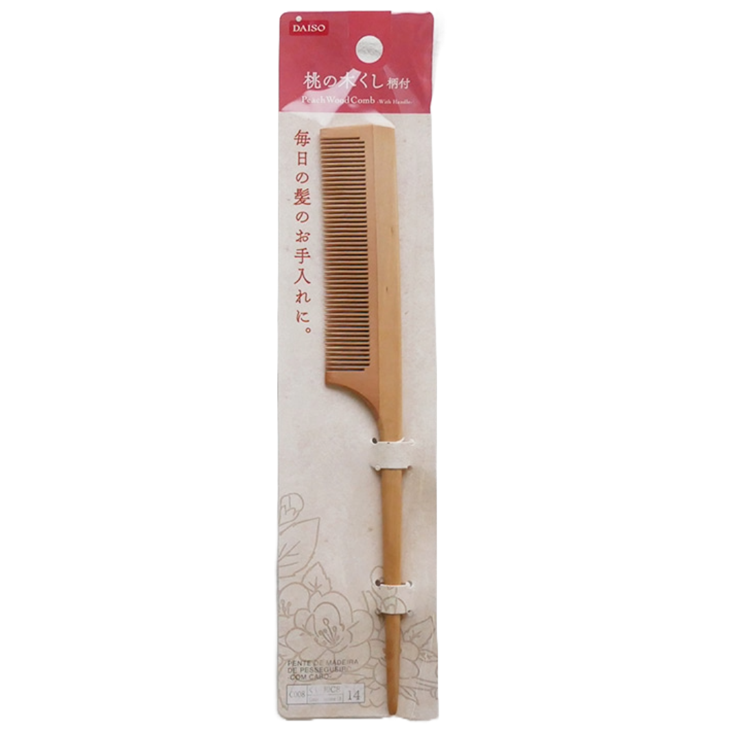 PEACH  WOOD COMB WITH HANDLE
