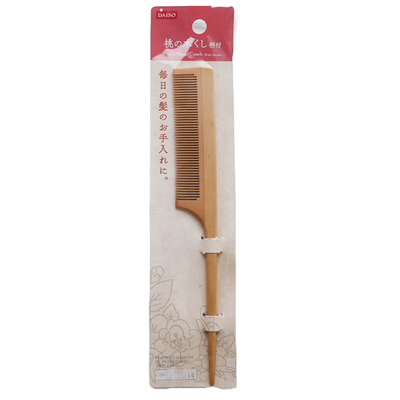 PEACH  WOOD COMB WITH HANDLE