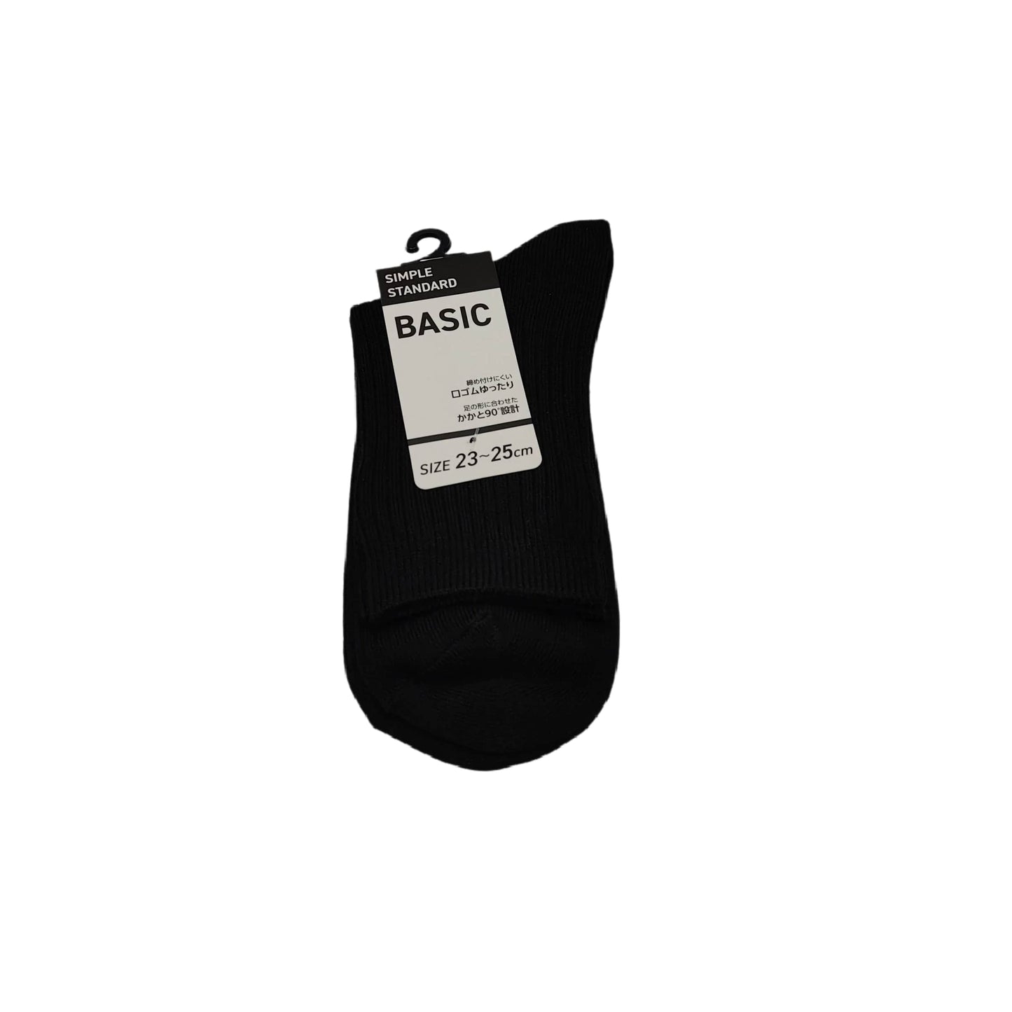 BASIC CREW LENGTH SOCKS BLACK 23-25CM