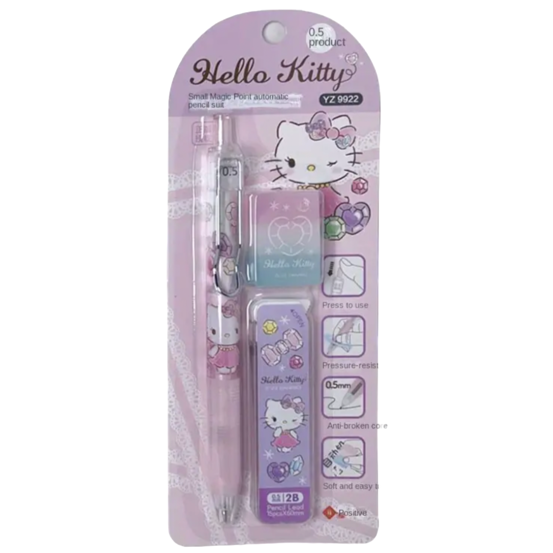 SANRIO HELLO KITTY  MECHANICAL PENCIL LEAD ERASER SET