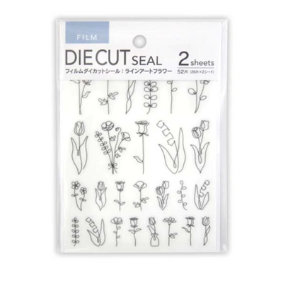 FILM DIE CUT STICKER  LINE ART FLOWER  52 PCS