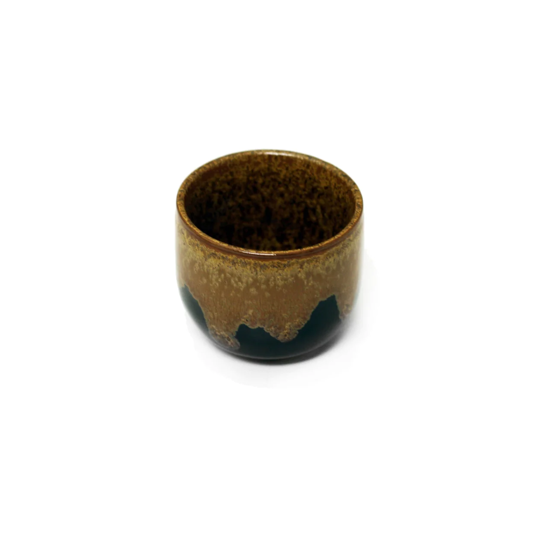 BROWN & BLACK CERAMIC SAKE CUP 1.5 FL OZ