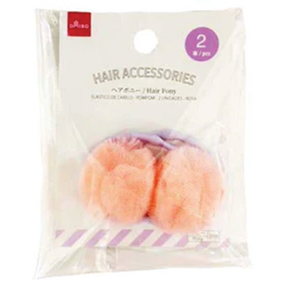 HAIR PONY POMPOM 2PCS PINK