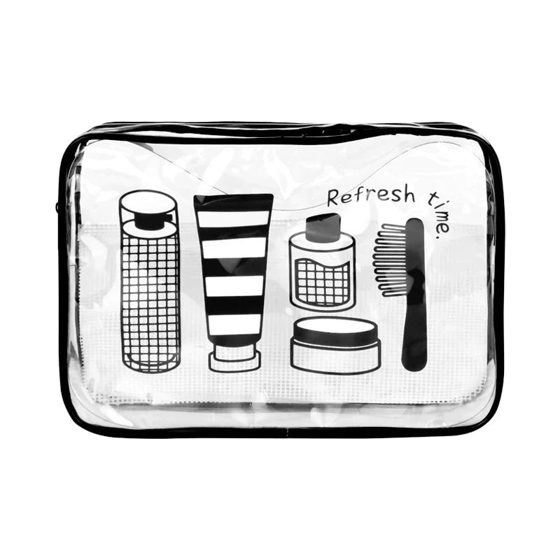 TRAVEL POUCH CLEAR/BLACK 9.1 X 16 X 2 IN