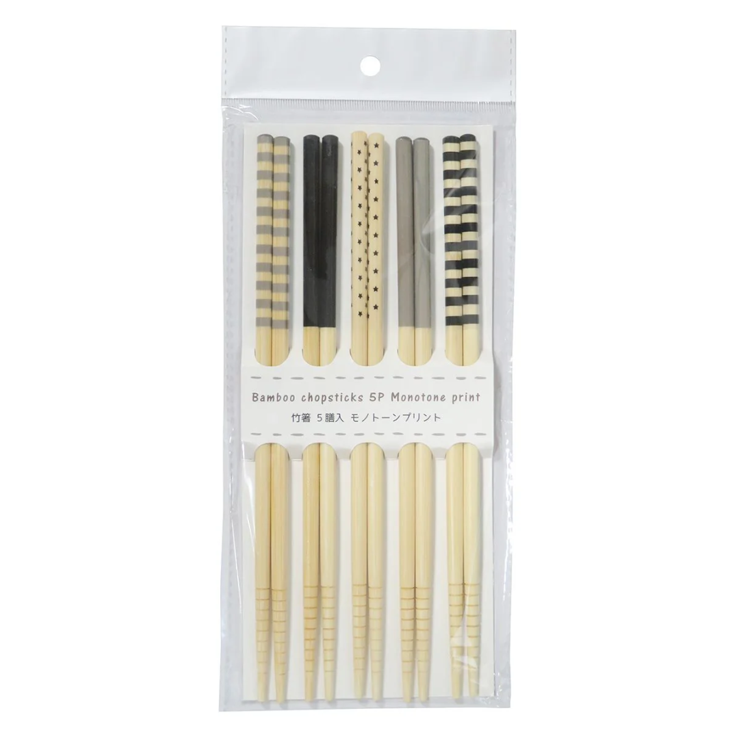 BAMBOO CHOPSTICKS 5P MONOTONE PRINT