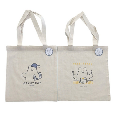 COTTON TOTE BAG DAILY BEAR 36×34CM