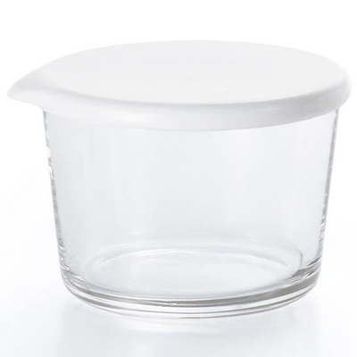 GLASS POT COLORFUL CAP WHITE 9OZ
