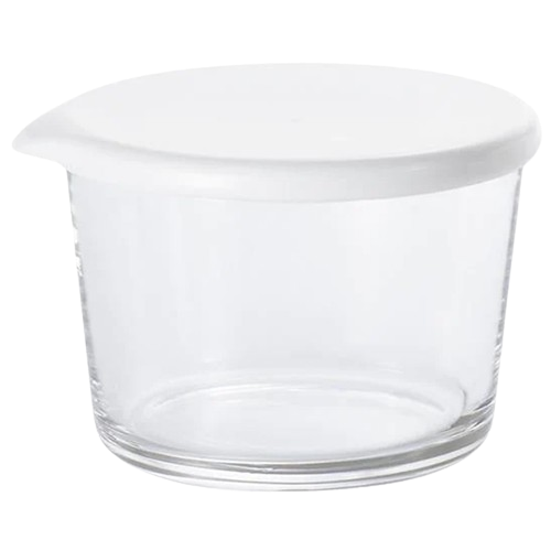 GLASS POT COLORFUL CAP WHITE 9OZ