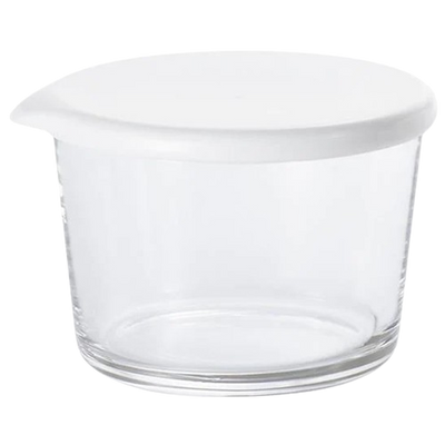 GLASS POT COLORFUL CAP WHITE 9OZ