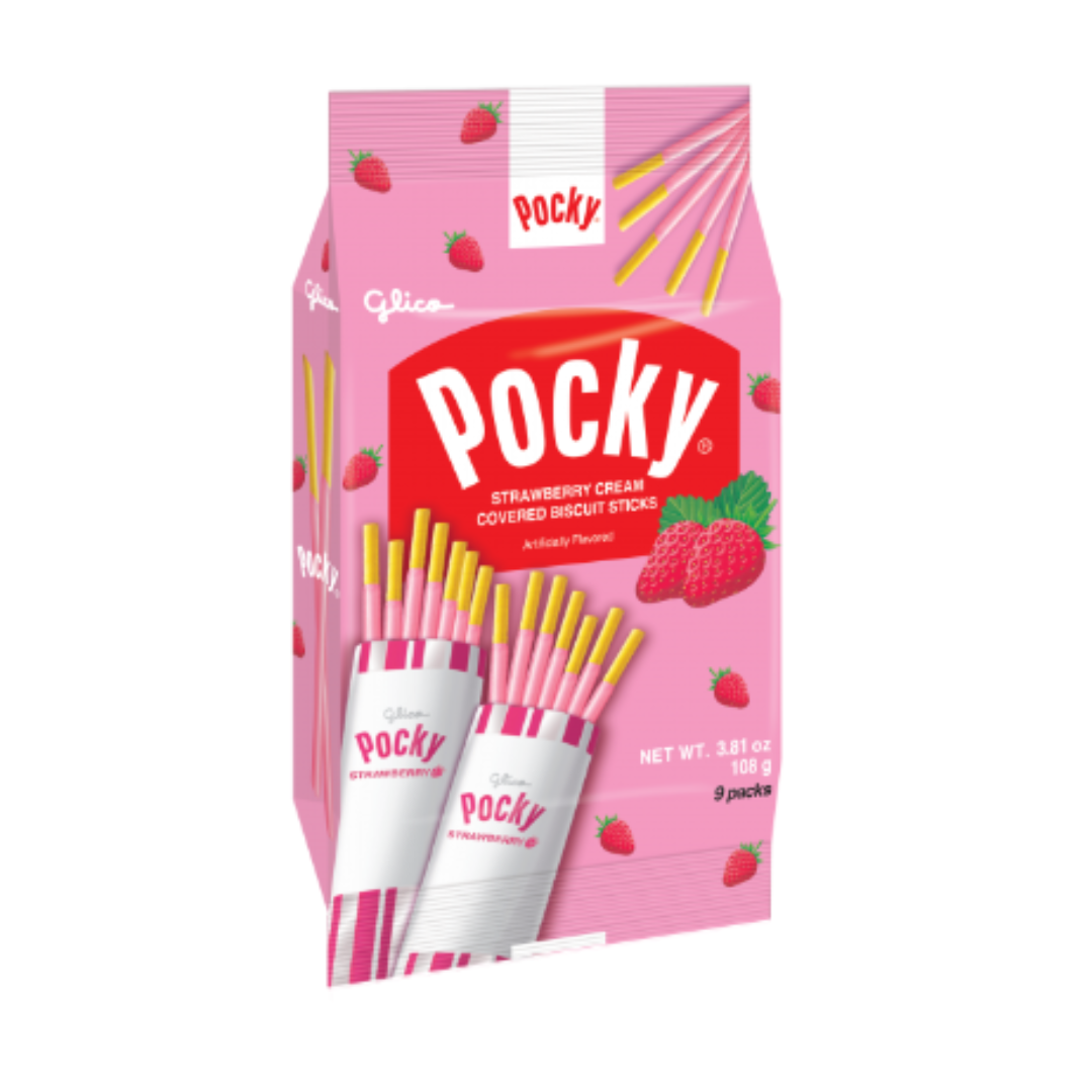 GLICO POCKY FAMILY STRAWBERRY 3. 81OZ