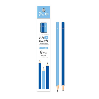 HEXAGONAL PENCIL 2B 8P BLUE&LIGHT BLUE