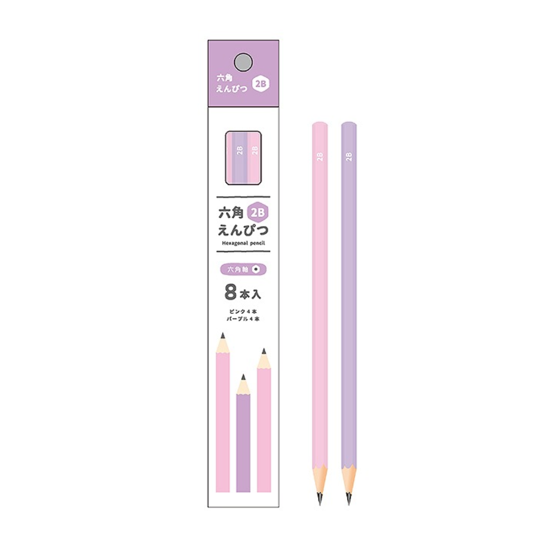 HEXAGONAL PENCIL 2B 8P PINK&PURPLE