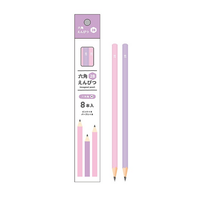 HEXAGONAL PENCIL 2B 8P PINK&PURPLE