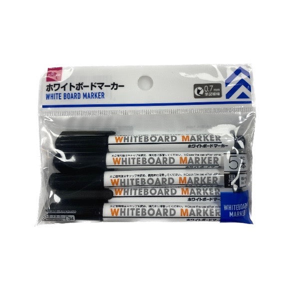 WHITE BOARD MARKER 5PCS 0.03IN BLACK