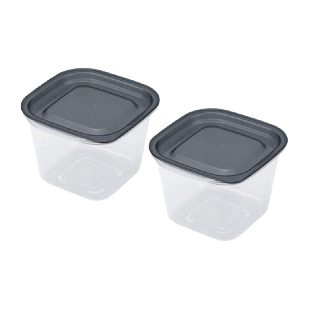 INOMATA PLASTIC FOOD CONTAINER 430ML 2P BLACK