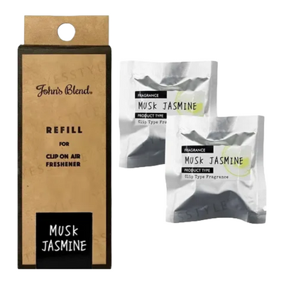 JOHN'S BLEND CLIP ON AIR FRESHENER MUSK JASMINE REFILL 2P