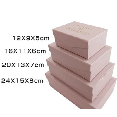 PAPER BOX WITH LID 4SIZES RECTANGULAR PINK