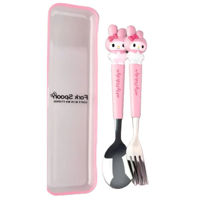 SANRIO STAINLESS STEEL FORK AND  SPOON SET MY MELODY