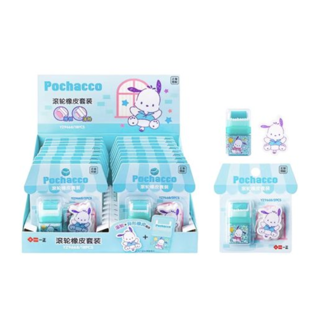 SANRIO ROLLER FIGURE ERASER SET POCHACCO