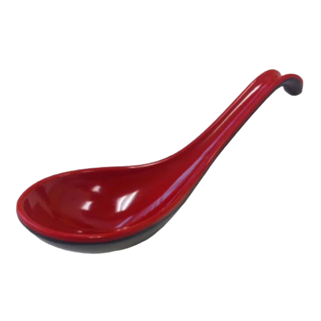 RENGE SPOON MELAMIN RED/BLK 6.5IN