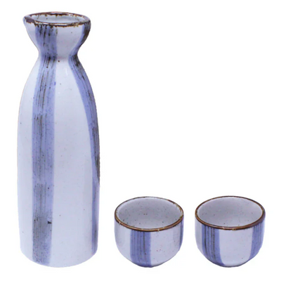 3P CERAMIC SAKE SET STRIPE