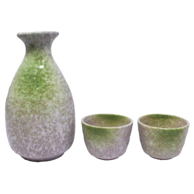 JAPANESE SAKE SET 3PCS SET GREEN WHITE LINE