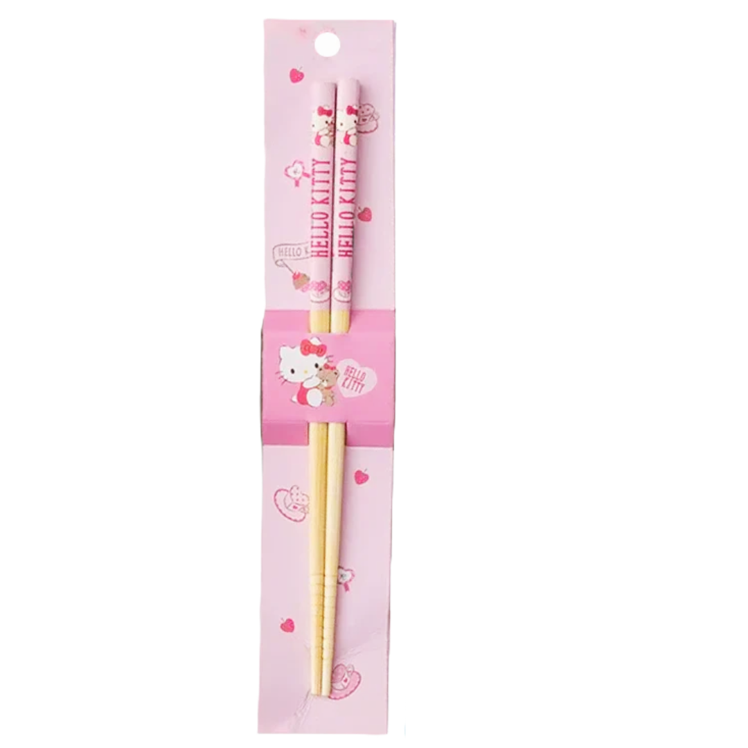 SANRIO WOODEN CHOPSTICK HELLO KITTY PINK 8.3IN