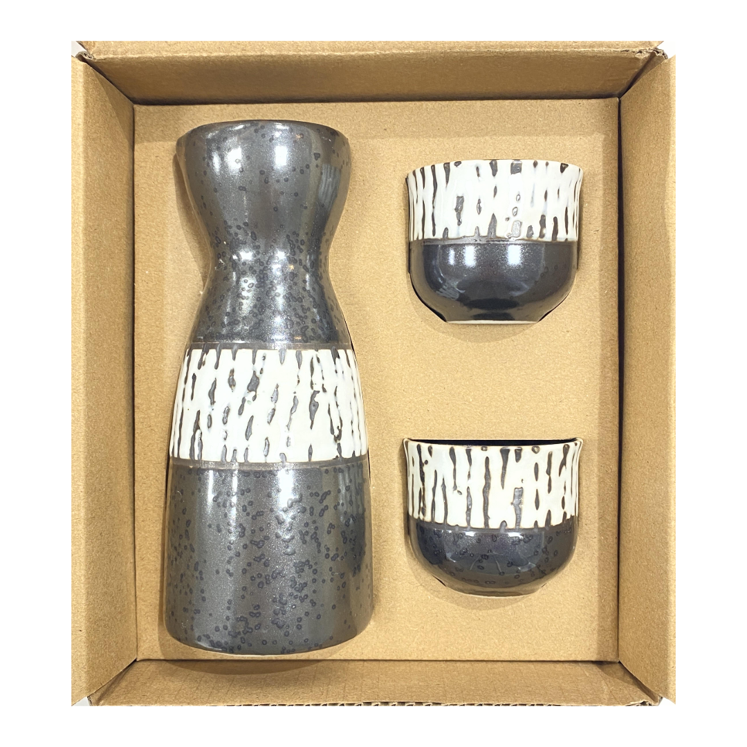 3P CERAMIC SAKE SET TWO TONES