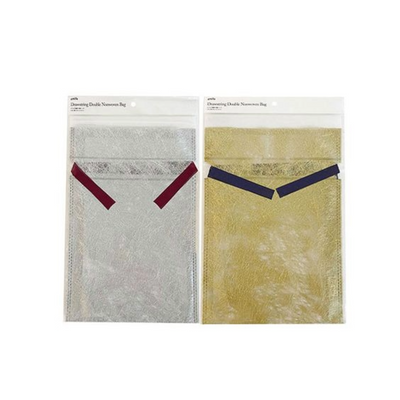 DOUBLE NON-WOVEN DRAWSTRING GIFT BAG- GOLD&SILVER