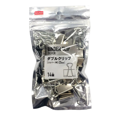 BINDER CLIP SILVER OPENING 25MM 14PCS