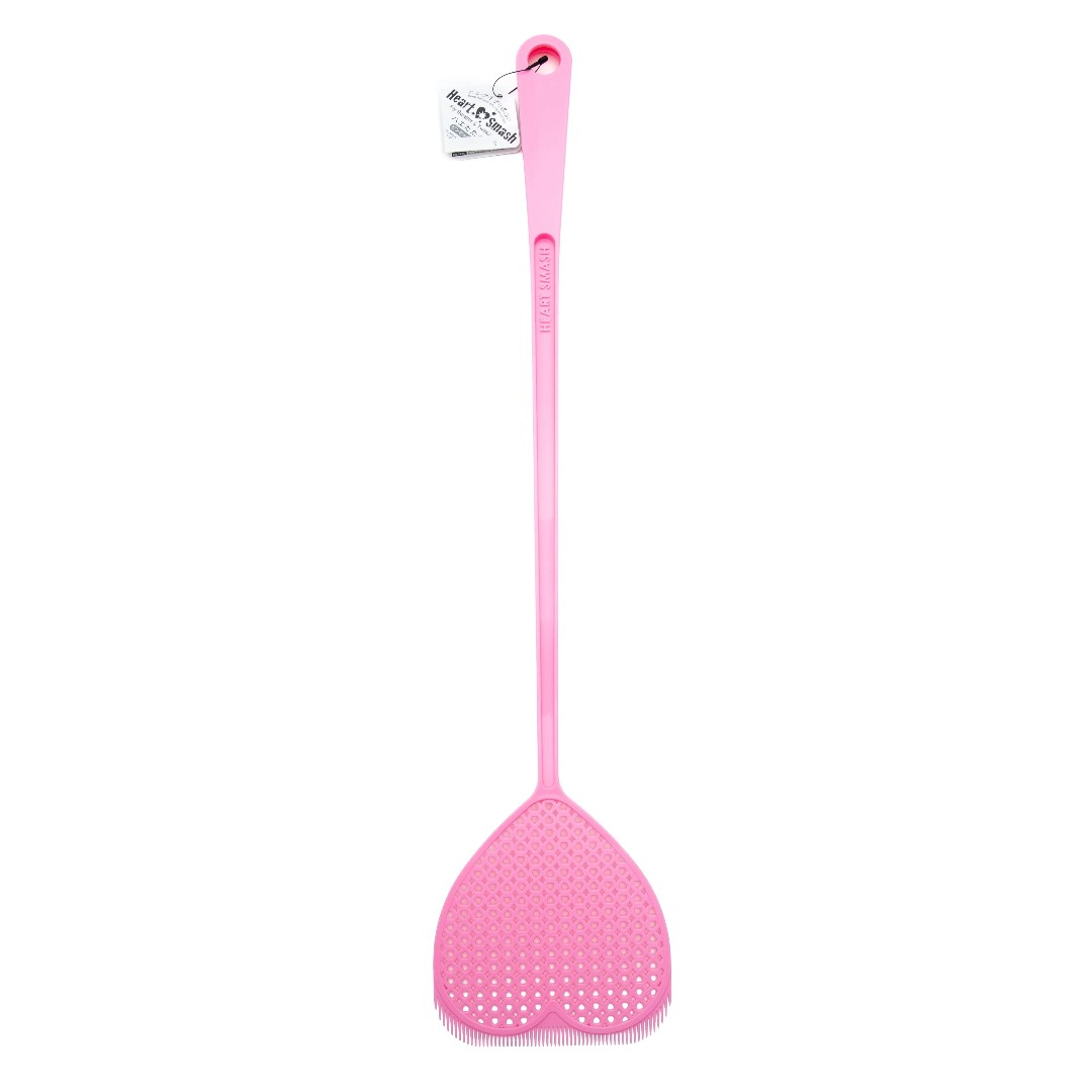 HEART SHAPE FLY SWATTER W/ TWEEZER PINK