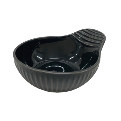 STRIPE EMBOSS BOWL WITH HANDLE BLACK