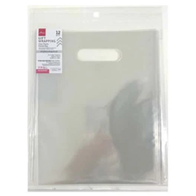 CLEAR PLASTIC HANDLE BAG 12P 9.05INX7.48IN