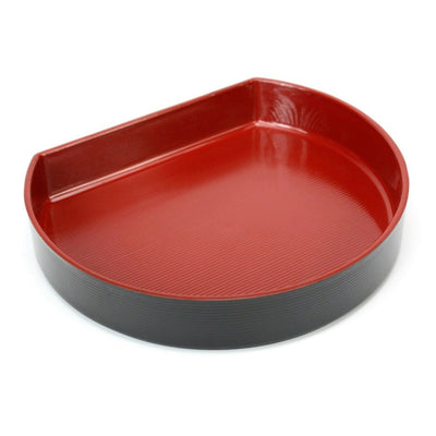HALF MOON SUSHI PLATE BLACK/RED 6.85X8.07X1.5IN
