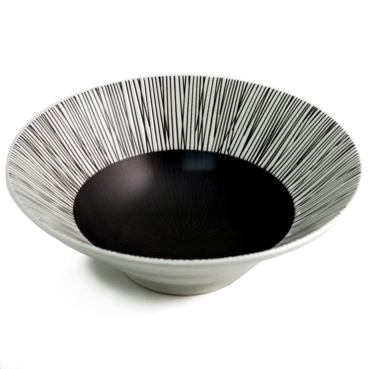 FUKABACHI LARGE BLACK AND WHITE BOWL 9.45 DIA