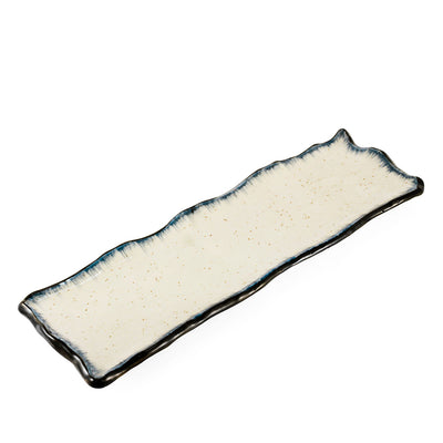 NAGASARA PLATE IVORY WITH NAVY TRIM 13.31 X 4.25 IN