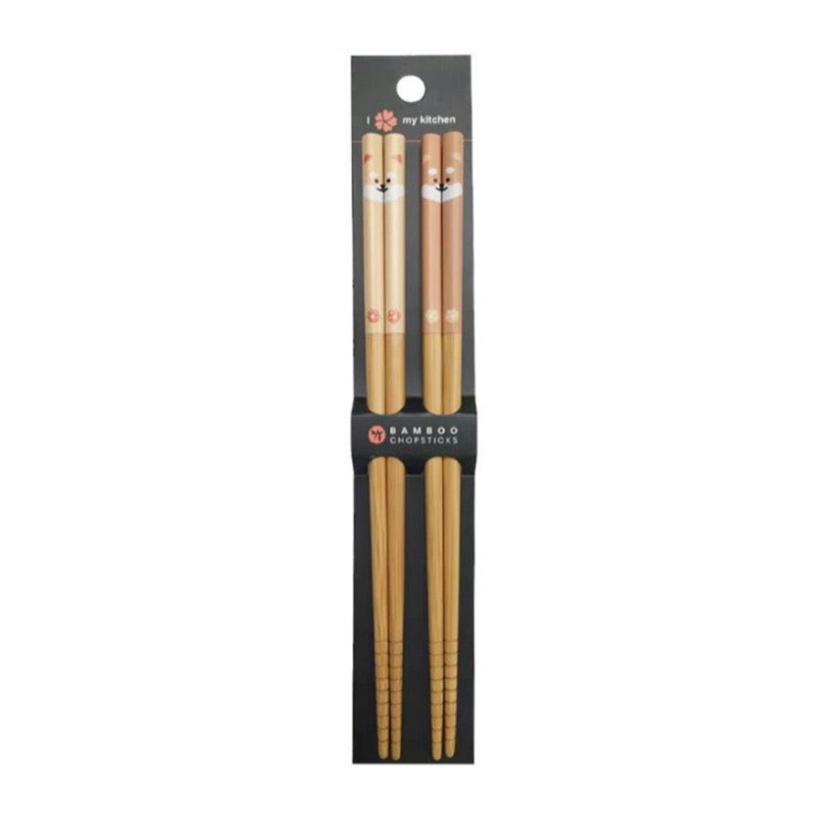 BAMBOO CHOPSTICKS 2 PAIR SET SHIBA DOG