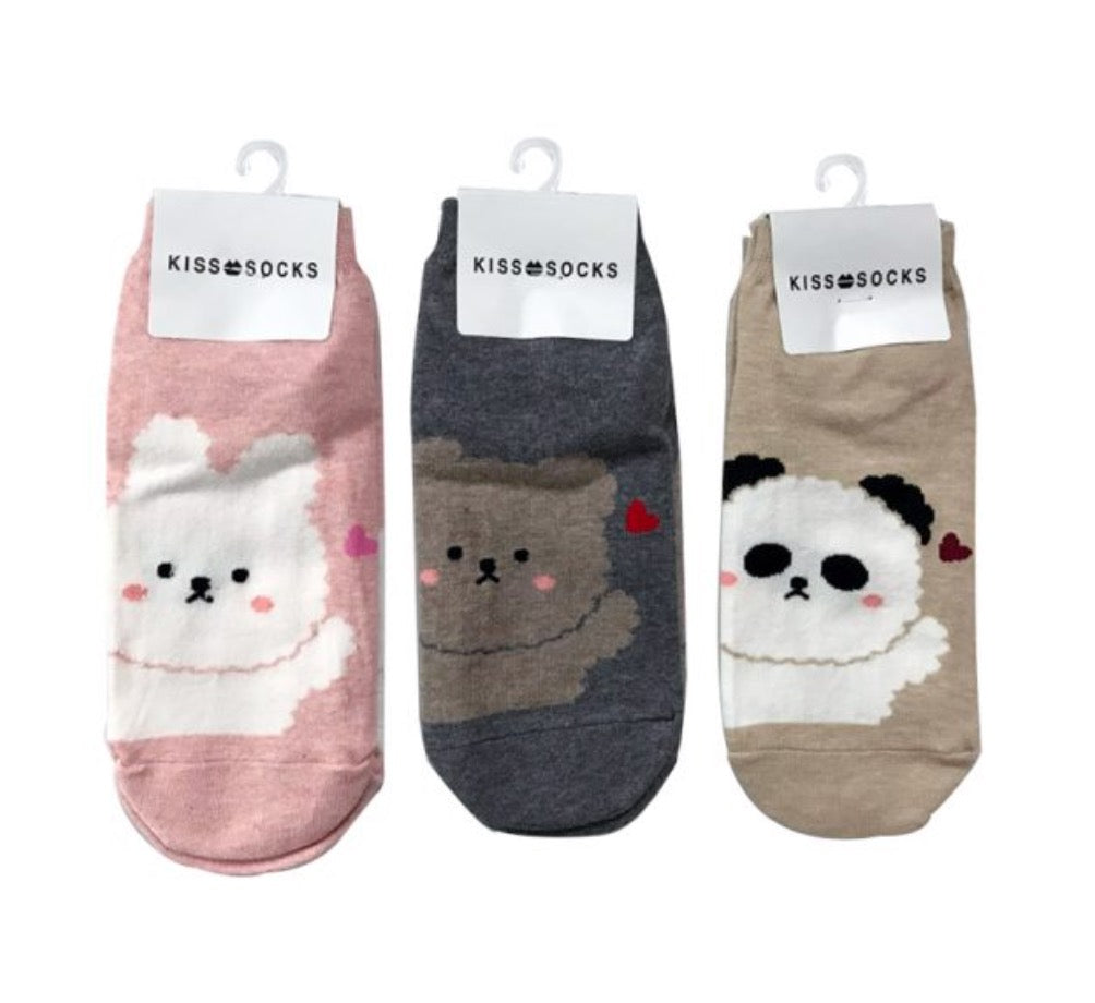 BUBBLE HEART ANIMAL CHARACTER SOCKS ONE SIZE