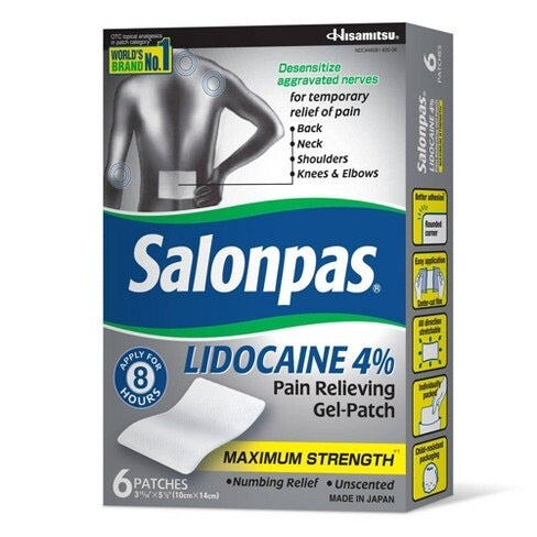 SALONPAS PATCH PAIN LELIEVING GEL PATCH LIDOCAINE 4%